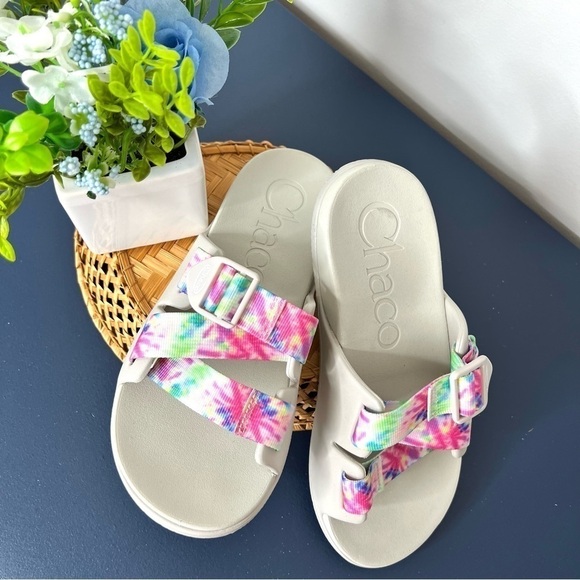 Chaco Chillos Hash Slide Sandal Light Tie Dye Women’s Size 6 - Picture 6 of 17